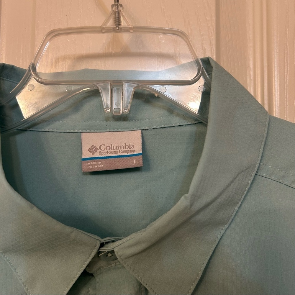 Columbia Red Eagle Lake Omni-Wick Short Sleeve Button-Up Shirt in Spray Size L - Picture 8 of 10